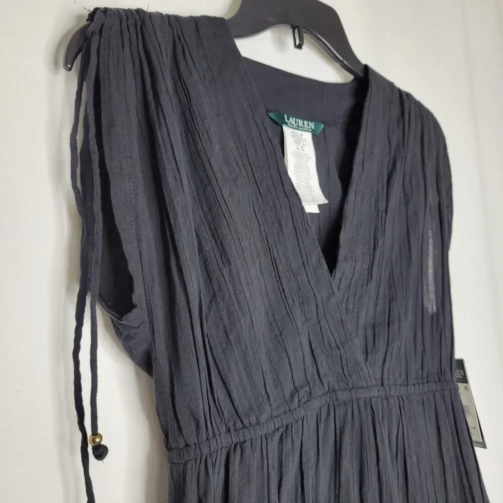 Lauren by Ralph Lauren Crushed Farrah Swim Cover-Up Dress Black NWT Size XS_5